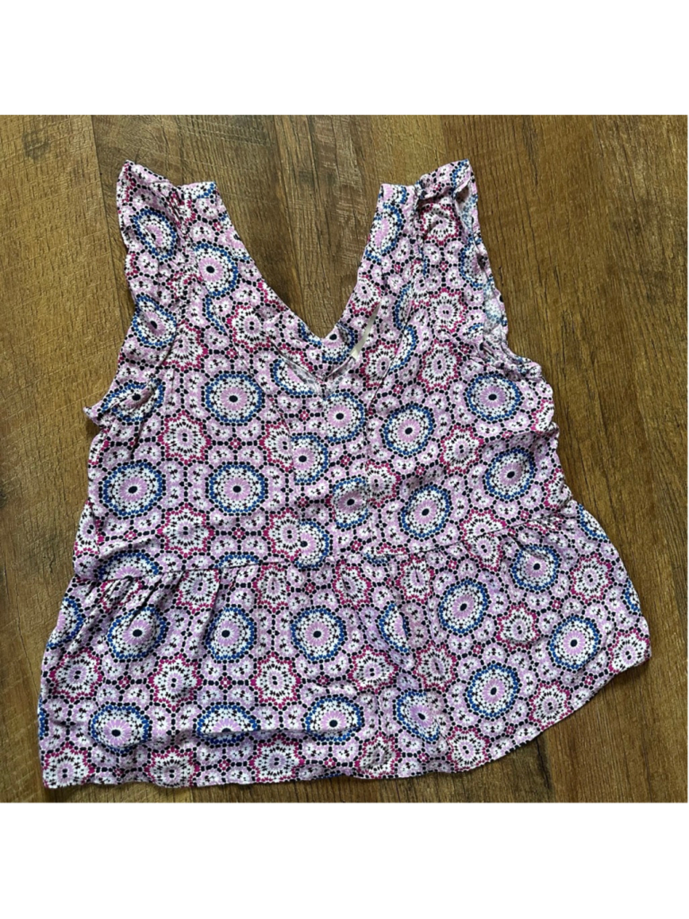 Women's LOFT Pink & Blue Floral Peplum Tank Top SP
